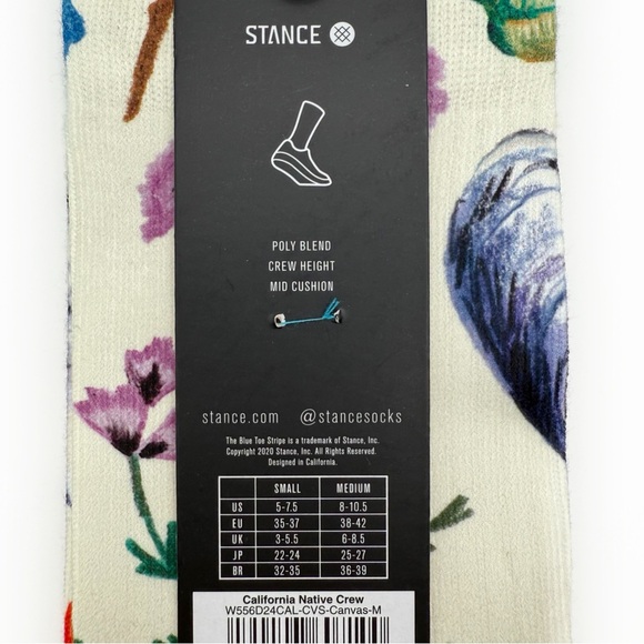 Stance California Native Crew Socks Womens Medium Floral Flowers Cute Girly Gift - Picture 8 of 8